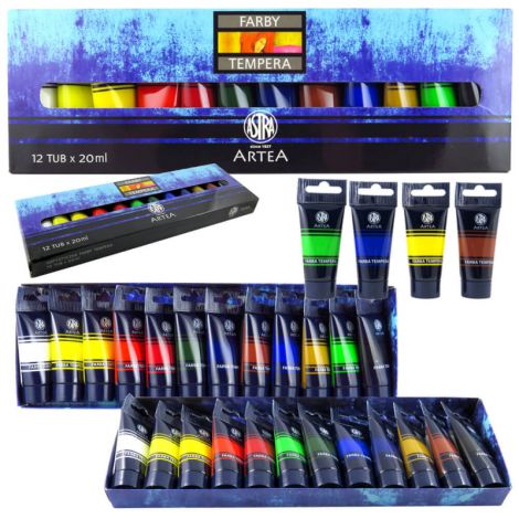 Farby Tempera Astra Artea, 12 kolorów x 20ml - 2